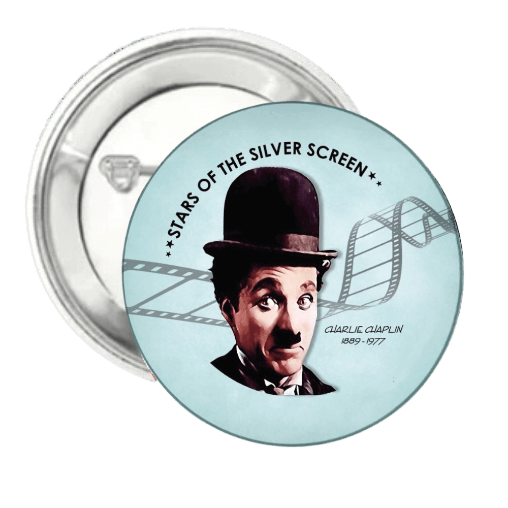 Charlie Chaplin | Silver Screen Star | Pin-Back Button