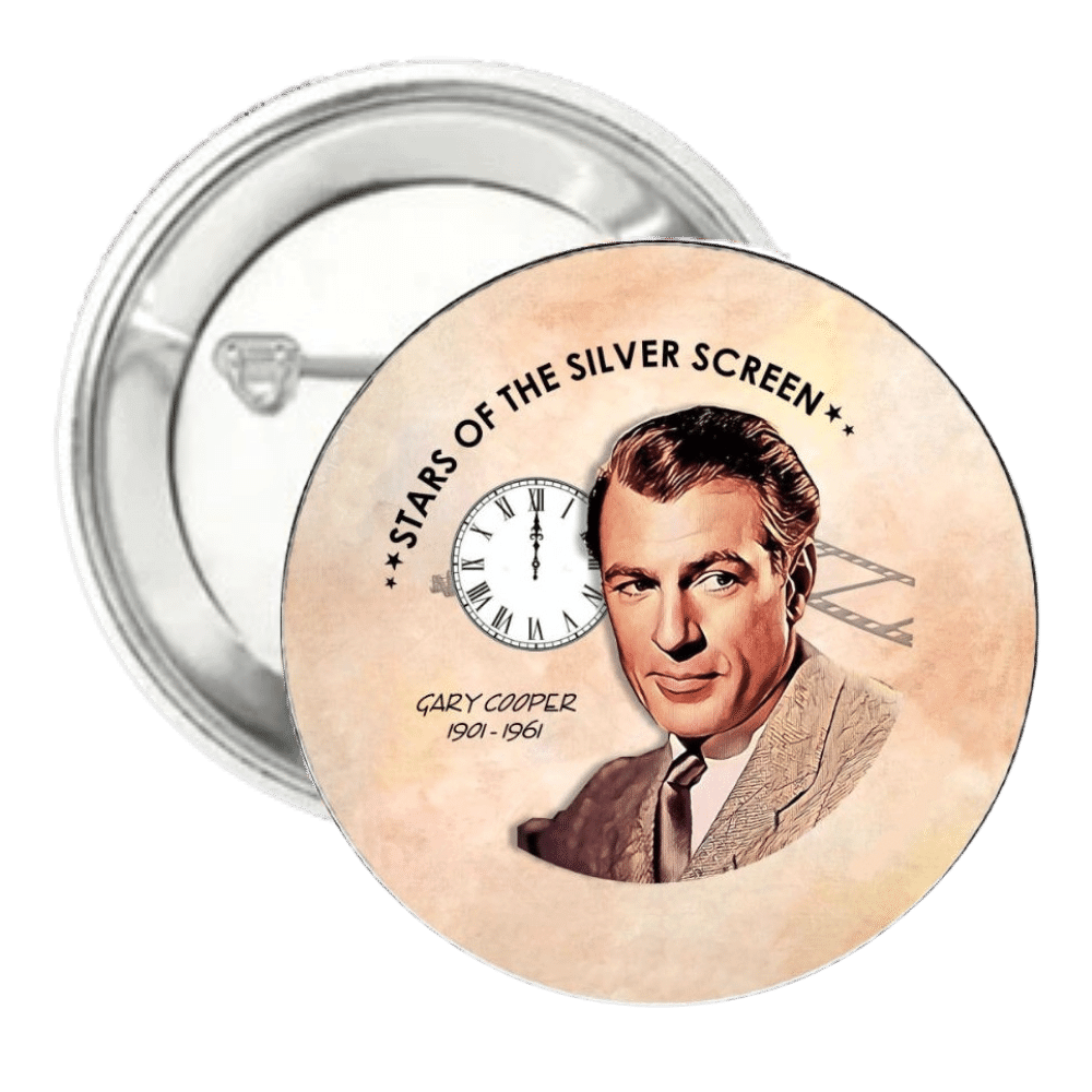 Gary Cooper | Silver Screen Star | Pin-Back Button