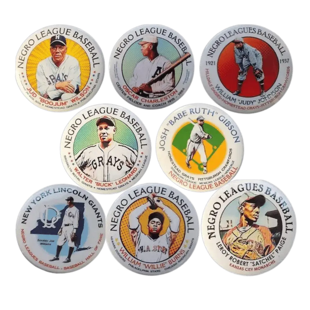 Set of 8 Players | Negro League Baseball | Pin-Back Button