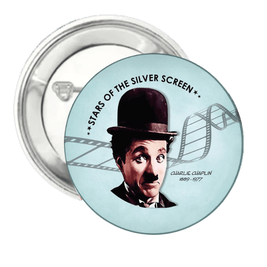 Charlie Chaplin | Silver Screen Star | Pin-Back Button