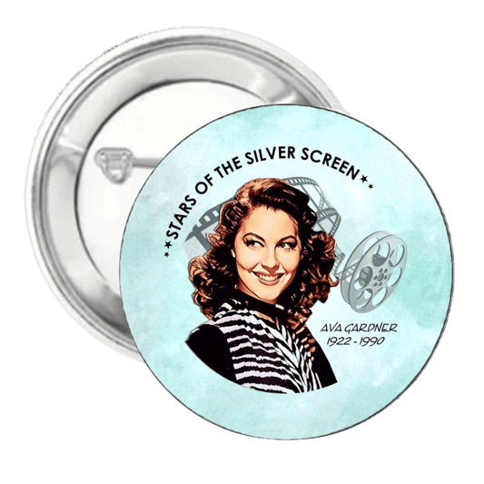 Ava Gardner | Silver Screen Star | Pin-Back Button