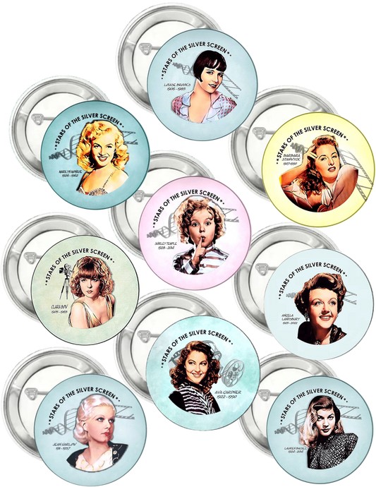 Silver Screen Set Of 9  | 3" Pin-Back Button's