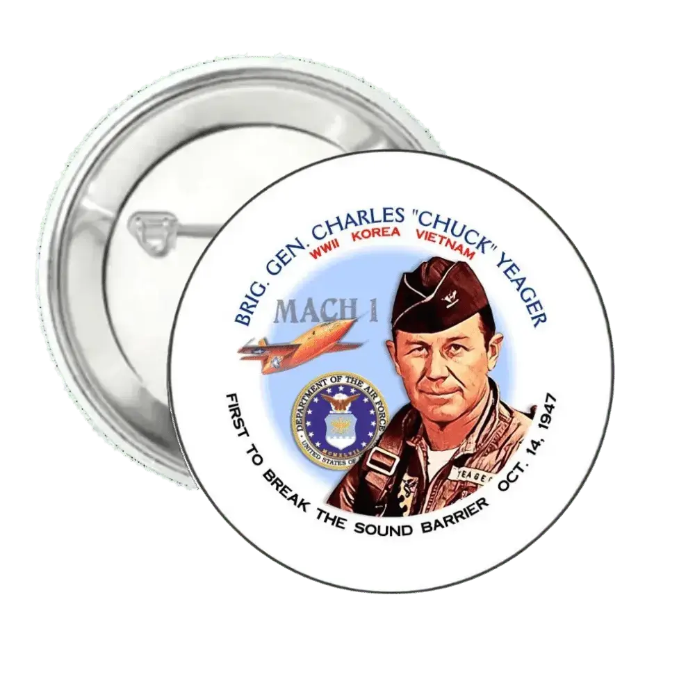 Brig. Gen. Charles "Chuck" Yeager| Pin-Back Button